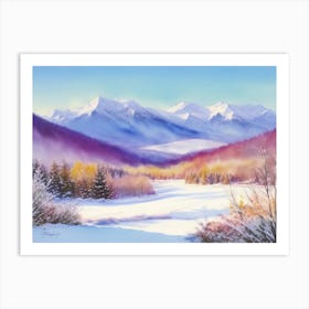 Snow-Kissed Peaks: A Winter Scene Art Print