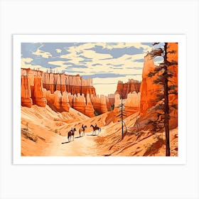 Horses Painting In Bryce Canyon Utah, Usa, Landscape 1 Art Print