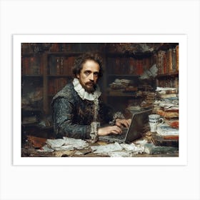 Shakespearean Ink Meets Modern Keys: The Playwright's Blend Art Print