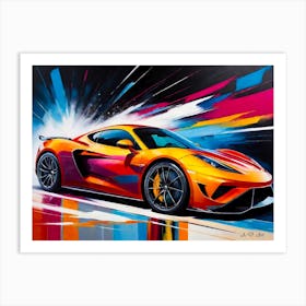 Super Car Side View - Color Explosion Painting Art Print