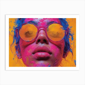 Psychedelic Portrait: Vibrant Expressions in Liquid Emulsion 'Painting' Art Print