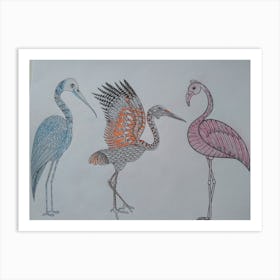 Flamingos Art Print