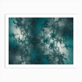 Abstract Background In Teal And White With Intricate, Organic Patterns Resembling Veins Or Coral Art Print