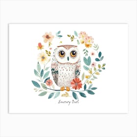 Little Floral Snowy Owl 4 Poster Art Print