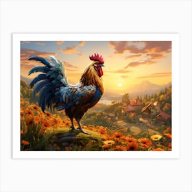 Sunrise Rooster 10 Art Print