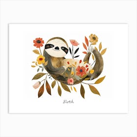 Little Floral Sloth 1 Poster Art Print