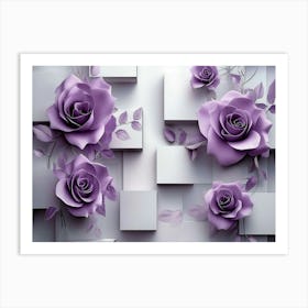 3d Modern Art With Blue Butterfly 2 Art Print