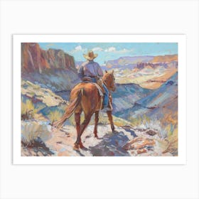 Cowboy In Red Rock Canyon Nevada 1 Art Print