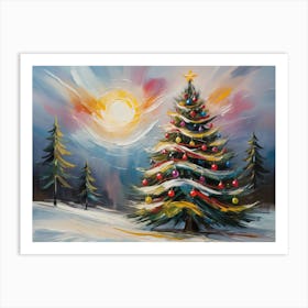 Vintage Christmas Tree Wonderland Art Print