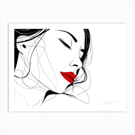 Woman Feels Beautiful - Woman With Red Lips Art Print