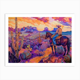 Cowboy Painting Sonoran Desert Arizona 2 Art Print