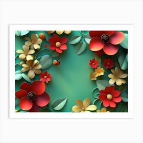 3d Floral Colorful Flowers Art Print