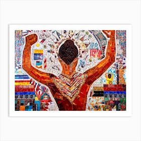 An Abstract Painting Capturing Various Shades Of Human Skin Tones In A Celebratory Mosaic Entwined (1) Art Print