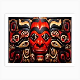 Queen Charlotte Island Totem Art 1 - Totem Mask Art Print