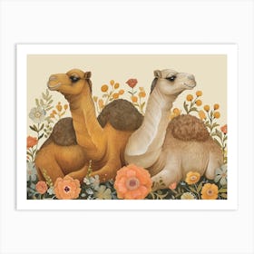 Floral Animal Illustration Camel 4 Art Print