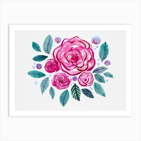 Watercolor Rose Bouquet Art Print