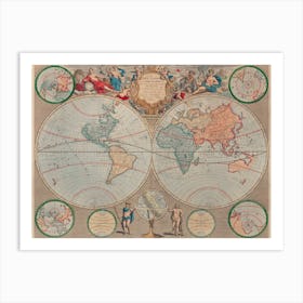 A New Map Of The World Cartographic Material From The Latest Observations (1720) Art Print