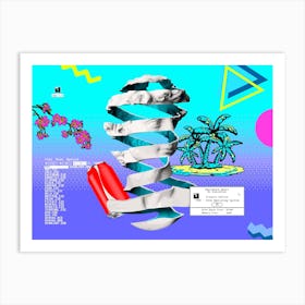Retrowave 80s: W1.1, 1985 (synthwave/vaporwave/retrowave/cyberpunk) — aesthetic poster, retrowave poster, neon poster, Memphis Design Art Print
