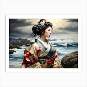 Geisha By The Sea Art Print