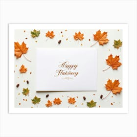 An Autumnal Thanksgiving Holiday Greeting Card In A Handwritten Calligraphy Design Vectorial Print (1) Art Print