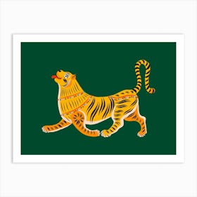Happy Tiger Green Art Print