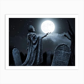 Full Moon In The Cemetery 1 Art Print