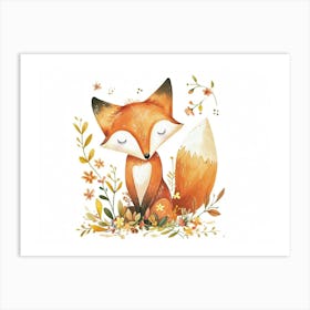 Little Floral Fox 1 Art Print