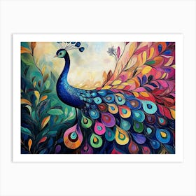 Colorful Peacock 2 Art Print