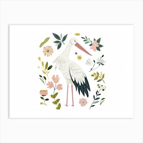 Little Floral Stork 2 Art Print