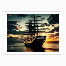 Sailboat At Sunset 36 Art Print