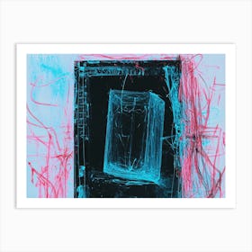 'The Door' Pink, Blue and Black Art Print