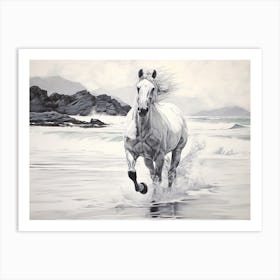A Horse Oil Painting In Lanikai Beach Hawaii, Usa, Landscape 3 Art Print