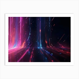 Abstract Background With Streaks Of Pink And Blue Light Shooting Upwards From A Surface, Creating A Dynamic And Energetic Effect Art Print