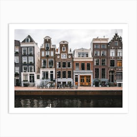 Colorful Amsterdam Canal Houses with swan | The Netherlands Art Print