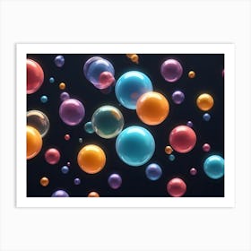 Abstract Colorful Bubbles On A Dark Background Art Print