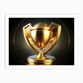 Golden Trophy With Shield Art Print