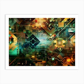 Abstract Background With A Blend Of Technological Components And Artistic Textures, Suggesting A Fusion Of Art And Technology Art Print