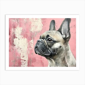 Minimal French Bulldog With Pink 1 Art Print