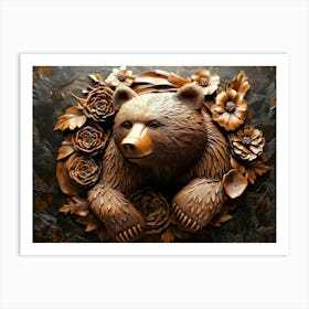 Bear With Flowers Art Print