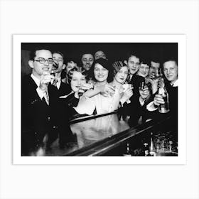 Prohibition, People At A Bar, Vintage Black and White Old Photo, Bar Cart Decor Art Print