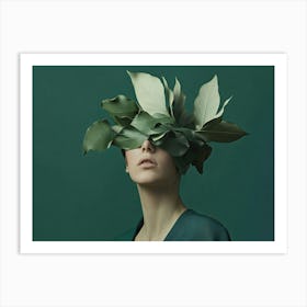 Woman With Leaves On Her Head Art Print