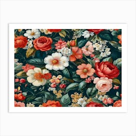 Roses On A Dark Background Art Print