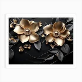 Gold Flowers 19 Art Print