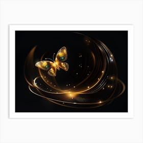 Golden Butterfly - Butterfly Stock Videos & Royalty-Free Footage Art Print