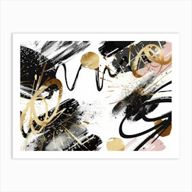 Abstract Black And Gold Painting 69 Art Print