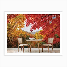 Autumn Foliage Comes Alive In This Design Leaves Flaunting A Riot Of Colors Including Crimson Verm (4) Art Print