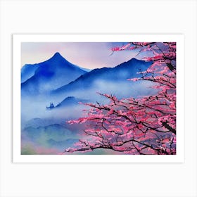 Misty Sakura Summit Art Print