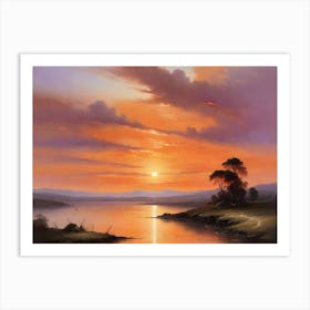 Sunset Over The Lake Art Print