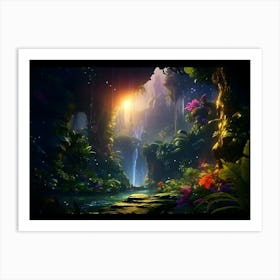 Waterfall In The Jungle Art Print