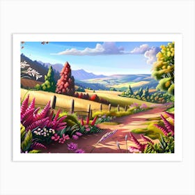 Floral Countryside Trail Art Print